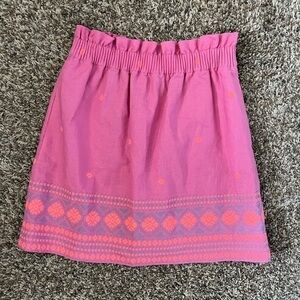J.Crew Pink Linen Blend Paperbag Mini Skirt Aztec Print
